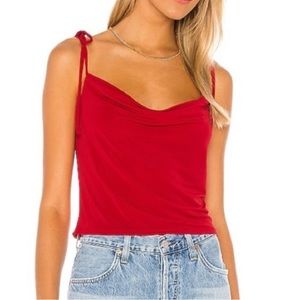 Privacy Please Red Scoop Neck Top- Revolve